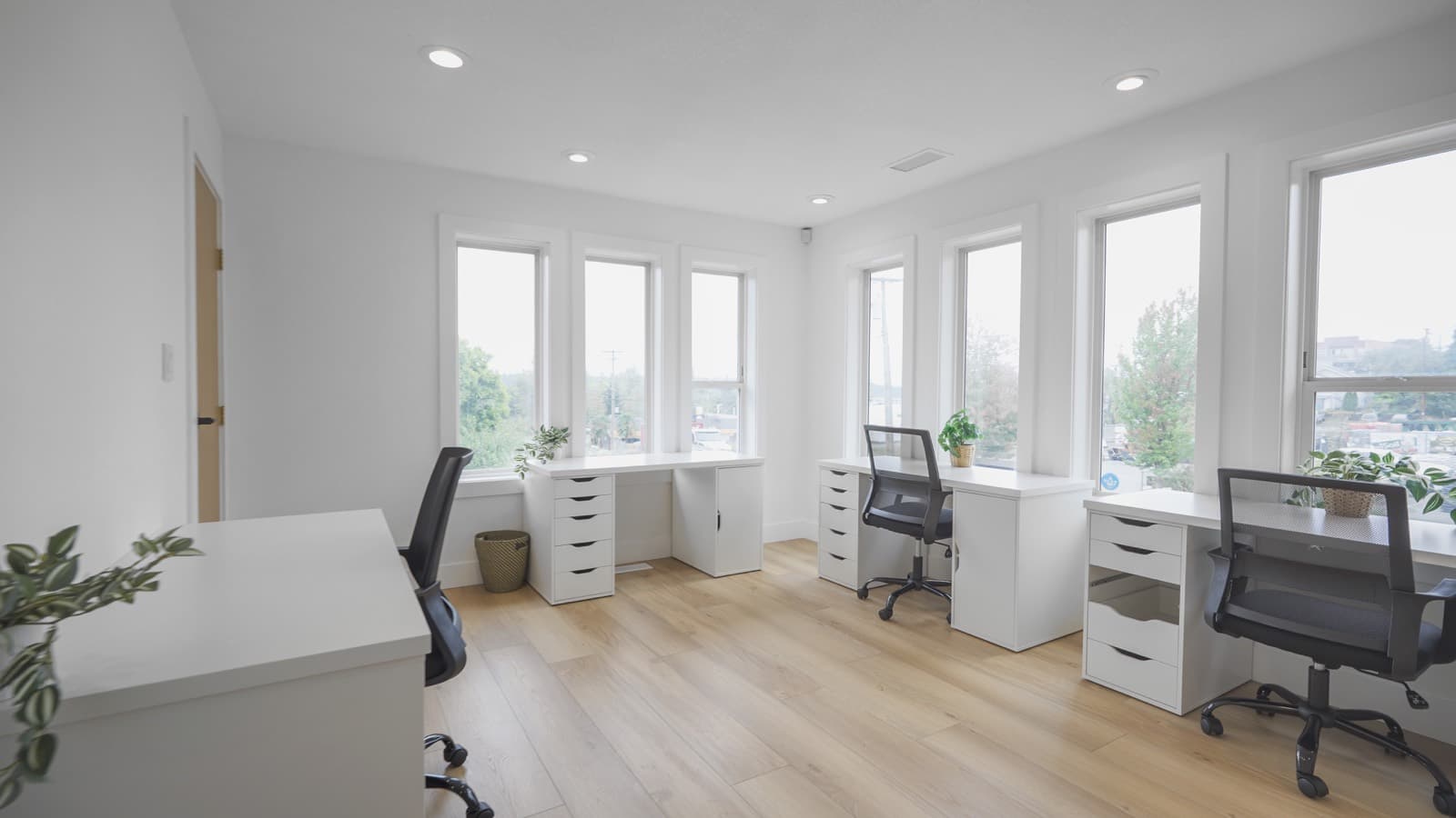 Custom millwork in the completed RE/MAX office